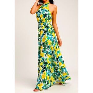 Lulu’s What a Wonder White Floral Print Halter Maxi Dress